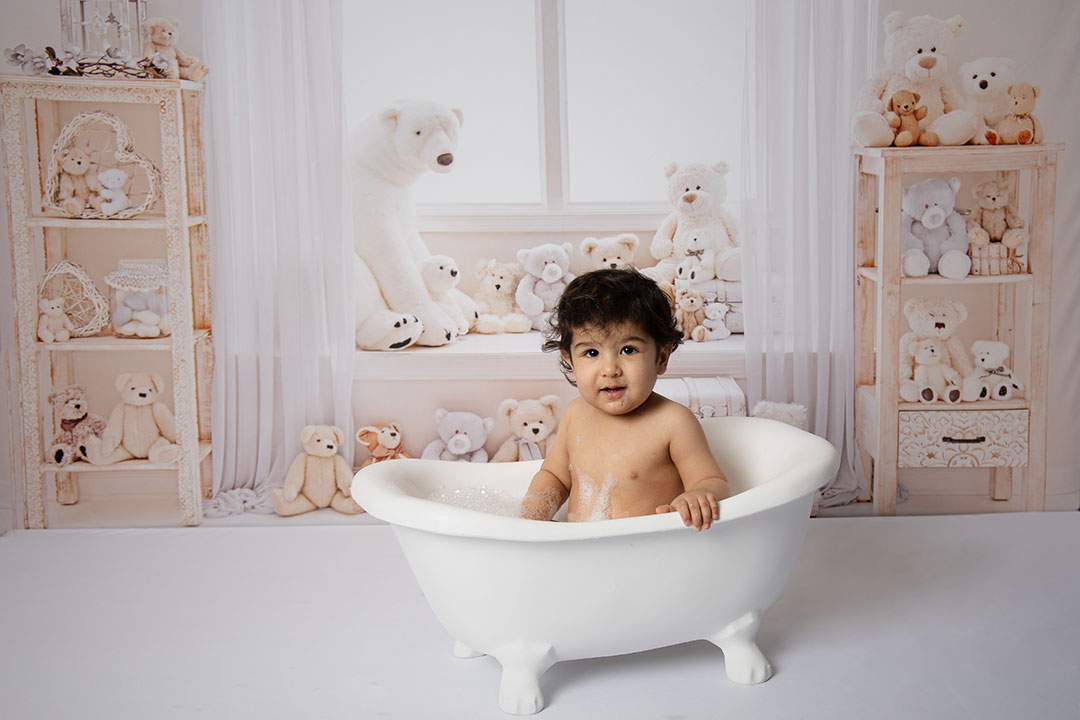 little boy in bath