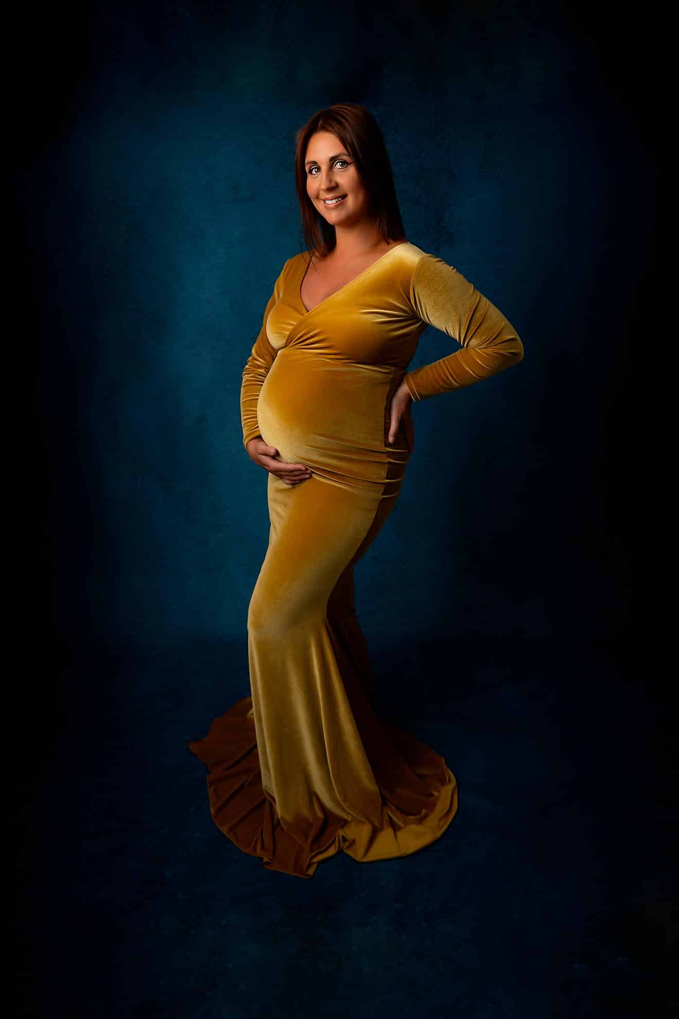 Lady in yellow velvet dress